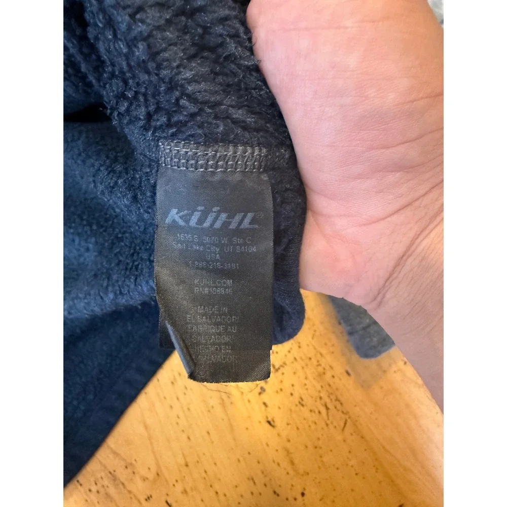 Kuhl Revel Size Medium Mens Blue Grey Fleece Lined 1/4 Zip Pullover Sweater